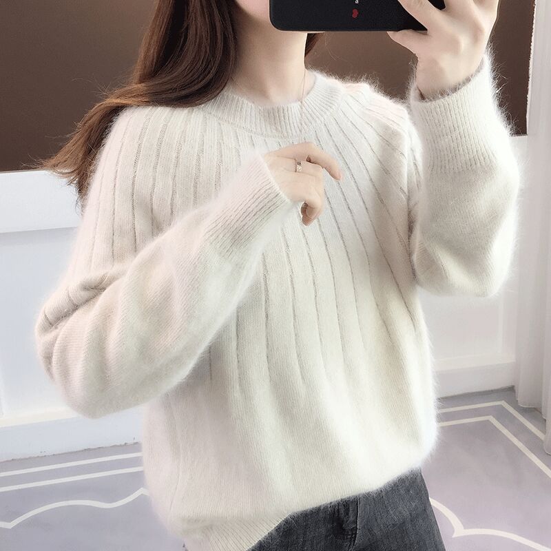 Eloria | Damen Oversized Flauschiger Pullover | Weiß