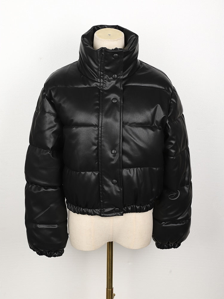 Elegante Giacca Trapuntata Chic Impermeabile in Pelle – Giacca da Donna alla Moda in Pelle Vegana