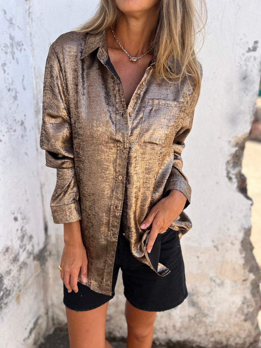 Bella Metal Blouse for Shiny Elegant Evenings