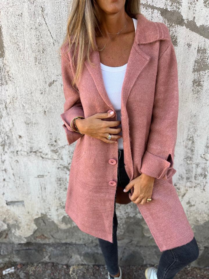 Lange Casual Jas met Stijlvolle Revers – Elegante Damesjas voor Elke Gelegenheid