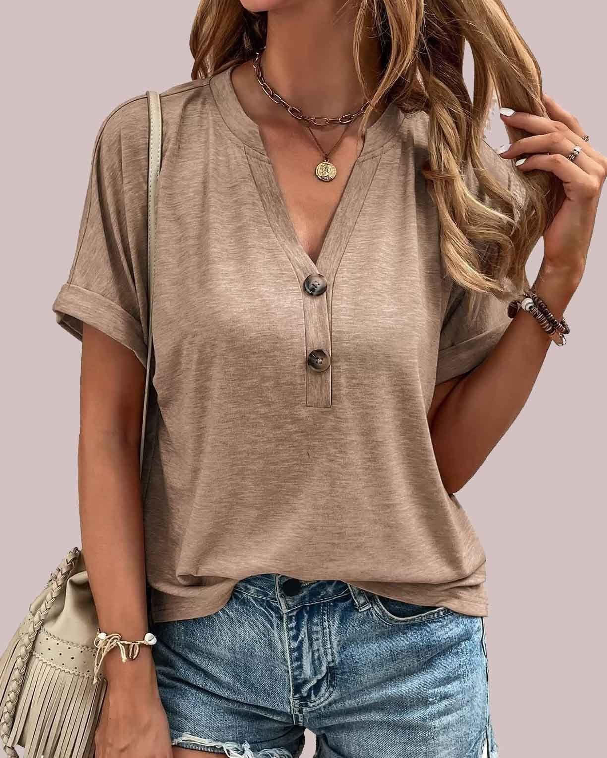V-hals Knoopblouse van StyleEase