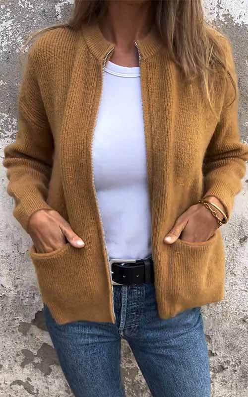 NordicVibe Giacca a Maglia con Cerniera – Gilet Donna Elegante e Confortevole