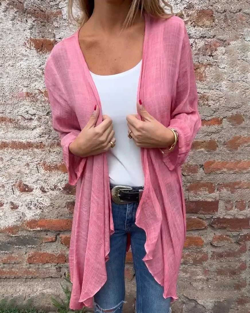 Luxura Katoen-Linnen Lange Mouwen Cardigan