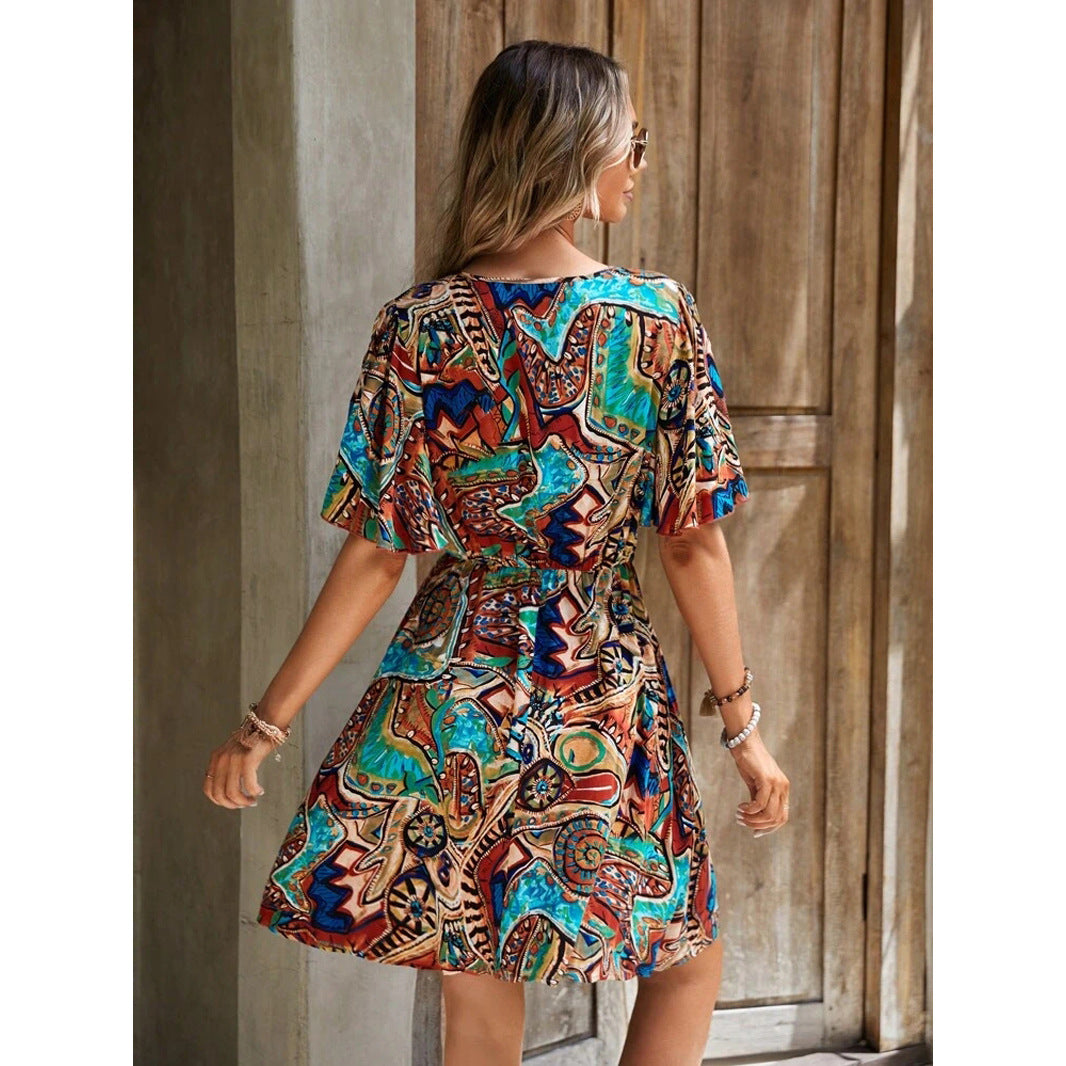 Jumpsuit mit buntem Druck und Knöpfen