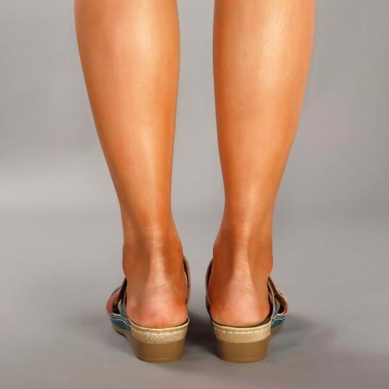 Aurelora Orthopedic Sandals with Ethnic Floral Pattern