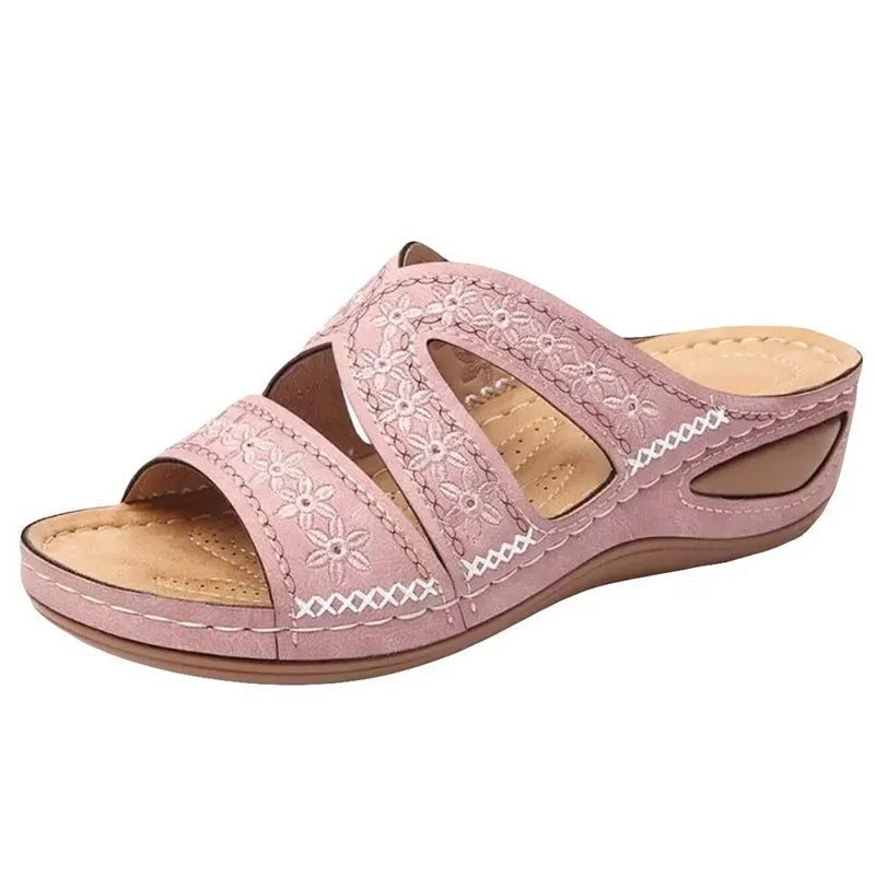 Orthopedic block heel for women in vintage style