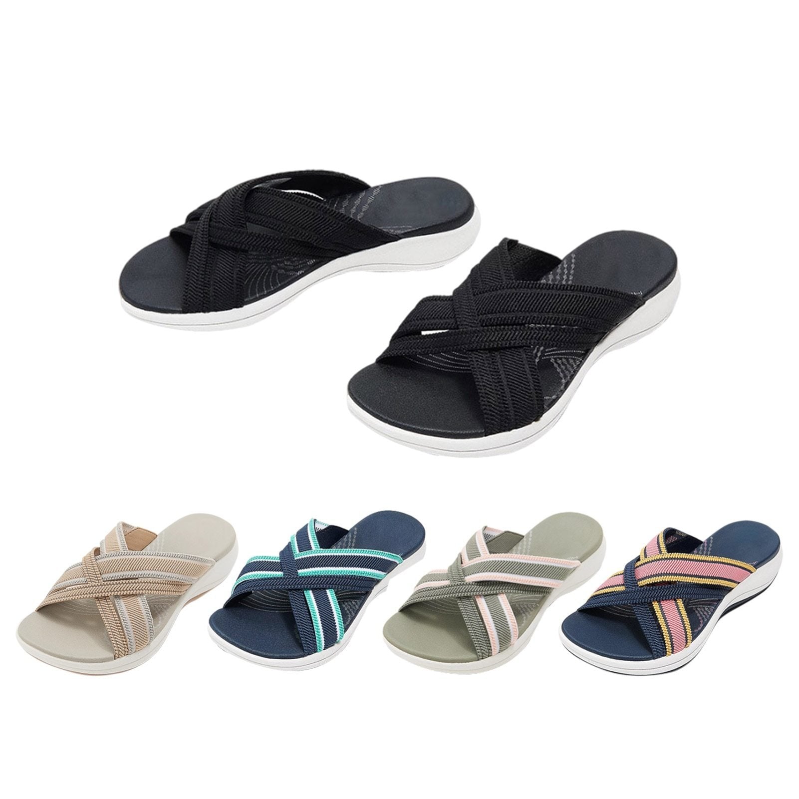 Crossed elastic orthopedic sandals