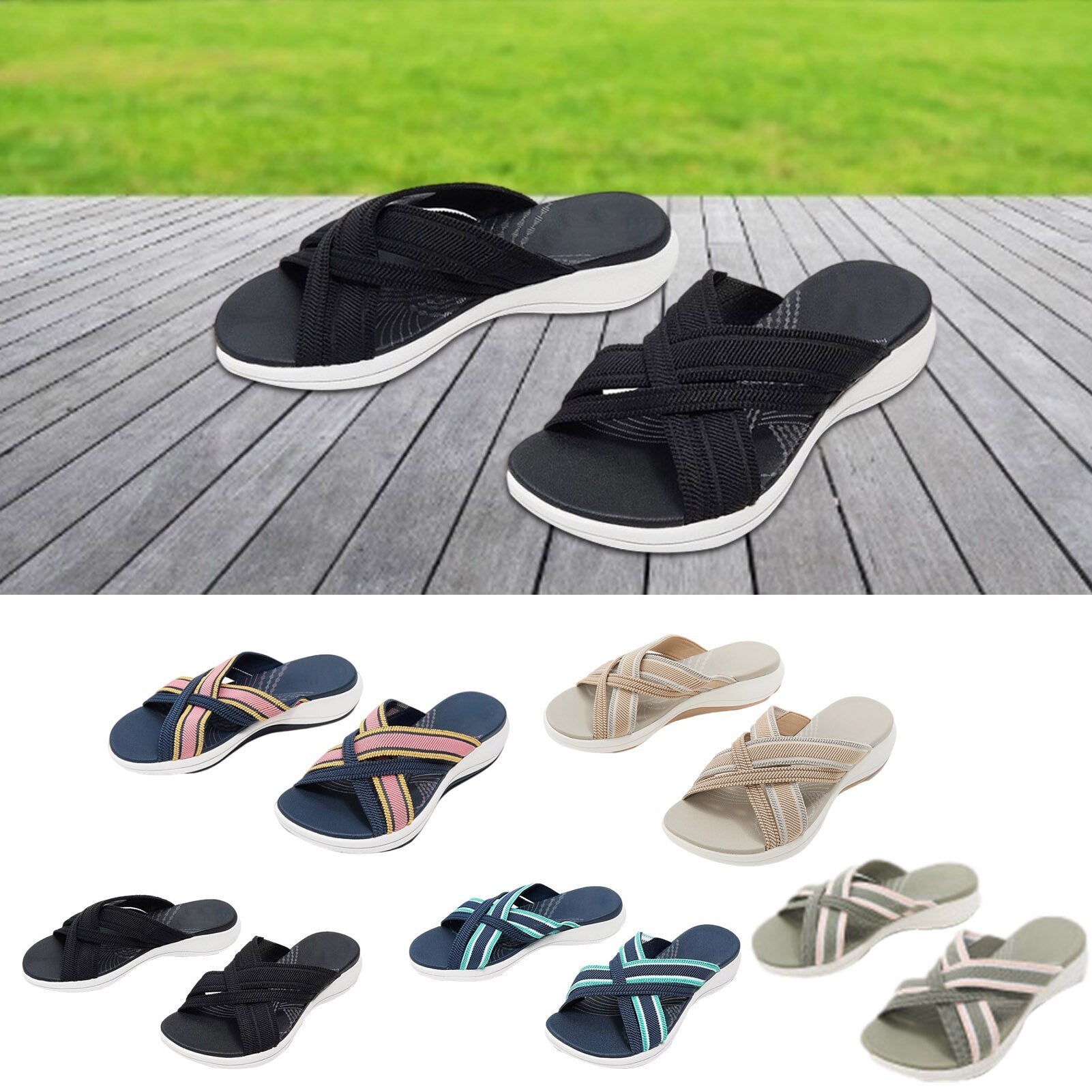 Crossed elastic orthopedic sandals