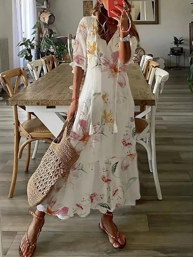 Bettina Maxi Jurk Zomer - Lichte Ademend Boheemse Stijl-1