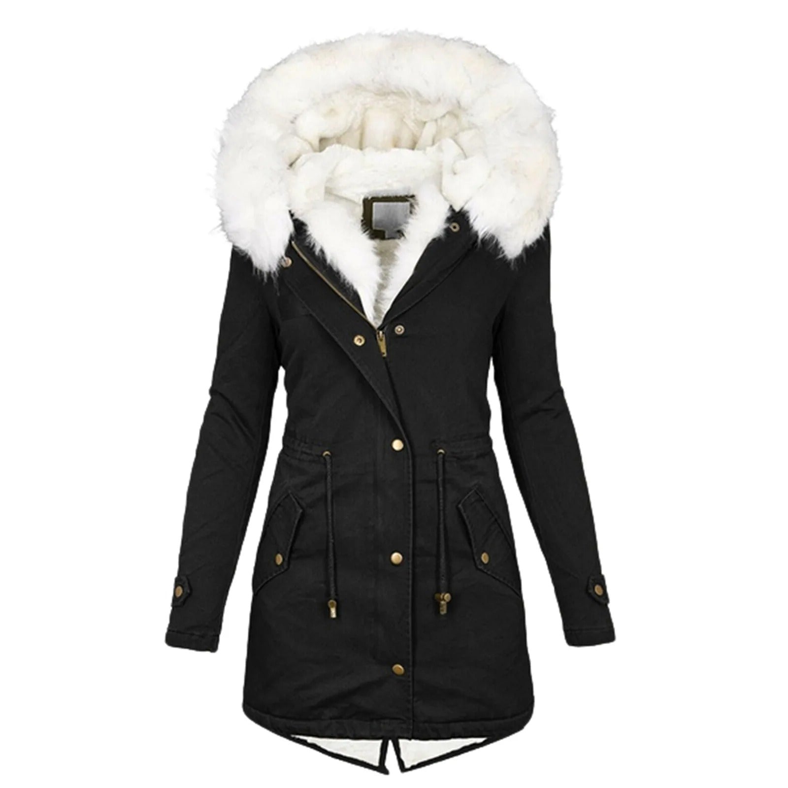 SilhouetVrouw Damenjacke mit veganem Pelzkragen - Warme Winterjacke für Damen