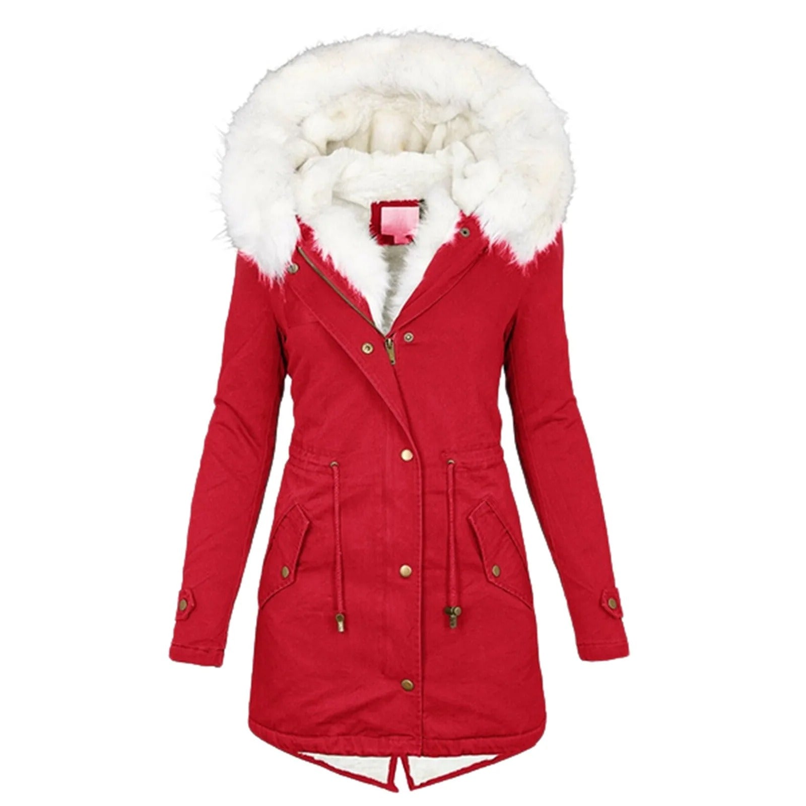 SilhouetVrouw Damenjacke mit veganem Pelzkragen - Warme Winterjacke für Damen